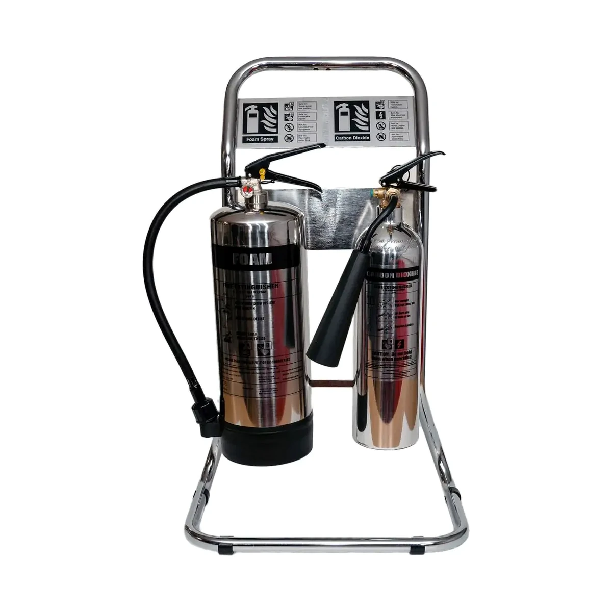 Double Chrome Tubular Fire Extinguisher Stand