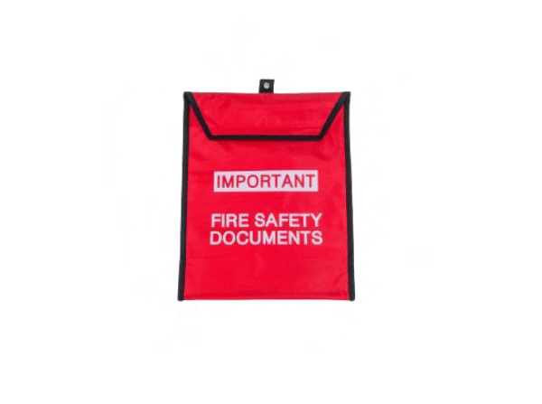 Fire safety document storage pouch