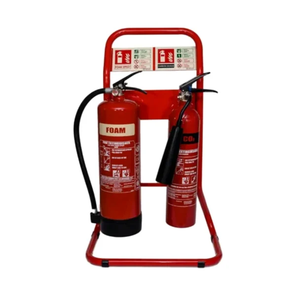 Double Red Tubular Fire Extinguisher Stand