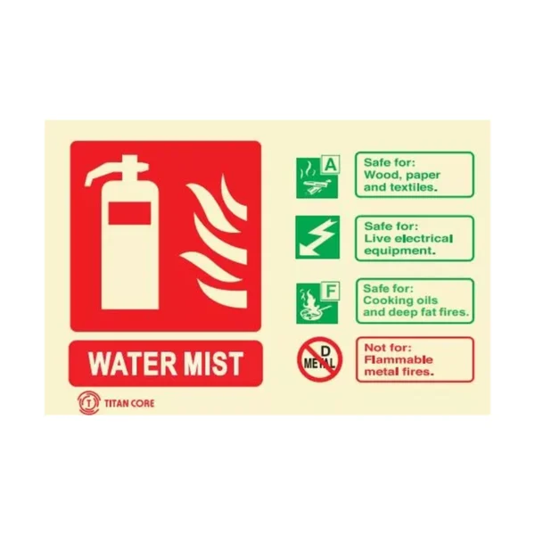Water Mist Fire Extinguisher Sign Photoluminescent - 100mm x 150mm