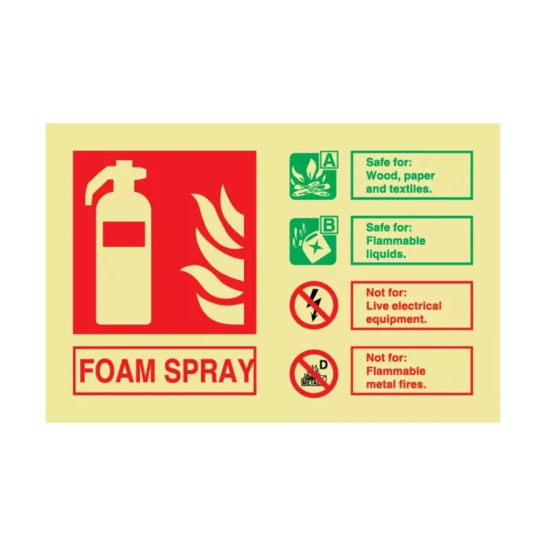 Foam Fire Extinguisher Sign Photoluminescent – 100mm x 150mm