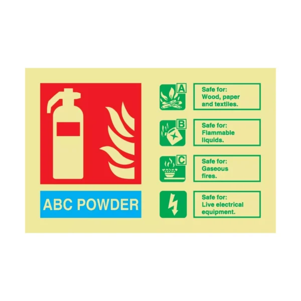 Powder Fire Extinguisher Sign Photoluminescent – 100mm x 150mm