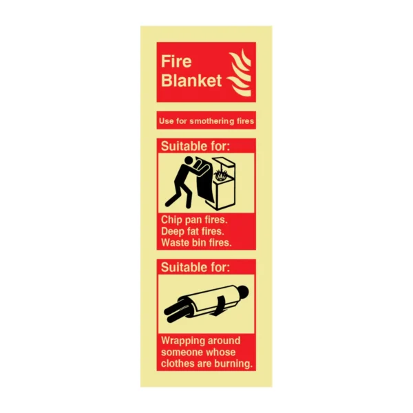 Fire Blanket Sign Photoluminescent – 80mm x 200mm
