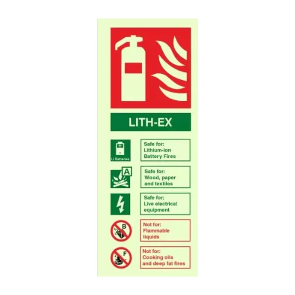 Lith-ex Fire Extinguisher Sign Photoluminescent – 80mm x 200mm