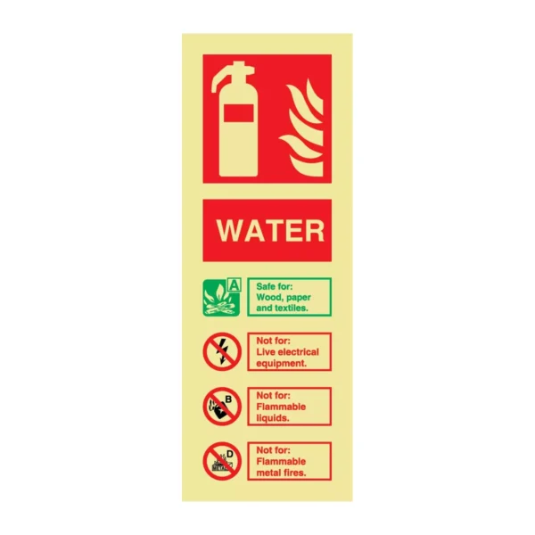 Water Fire Extinguisher Sign Photoluminescent – 80mm x 200mm