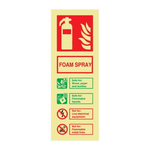 Foam Fire Extinguisher Sign Photoluminescent – 80mm x 200mm