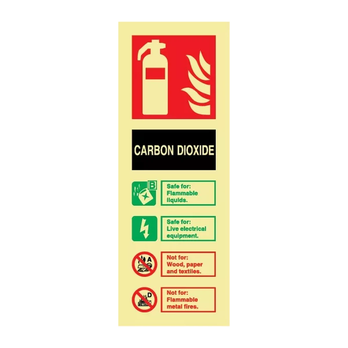 CO2 Fire Extinguisher Sign Photoluminescent – 80mm x 200mm