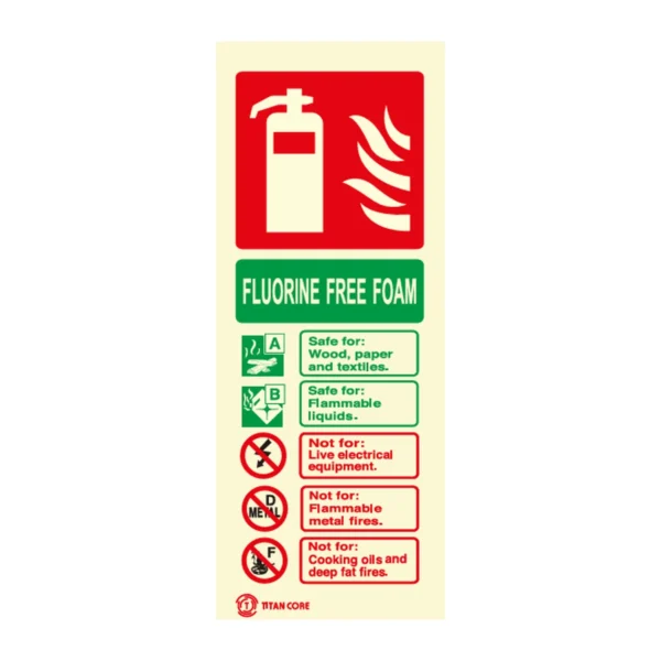 Fluorine-Free Foam Fire Extinguisher Sign Photoluminescent – 80mm x 200mm