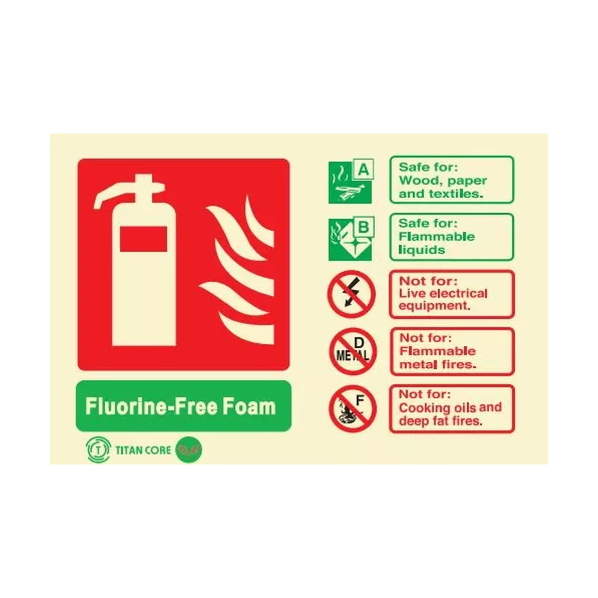 Fluorine-Free Foam Fire Extinguisher Sign Photoluminescent – 100mm x 150mm