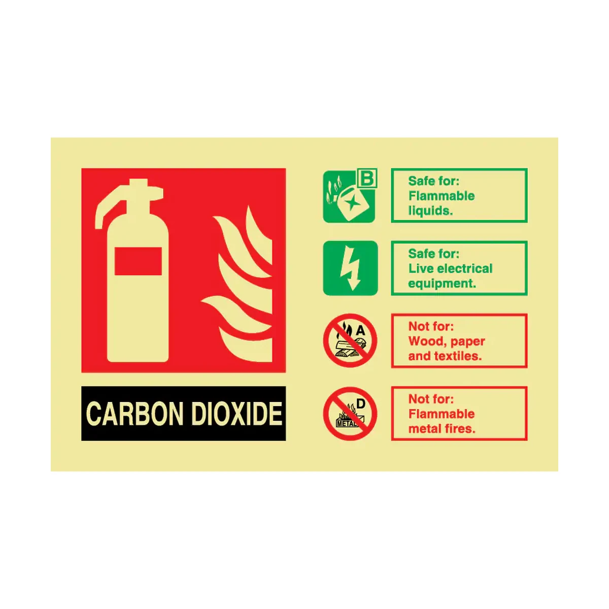 CO2 Fire Extinguisher Sign Photoluminescent - 100mm x 150mm