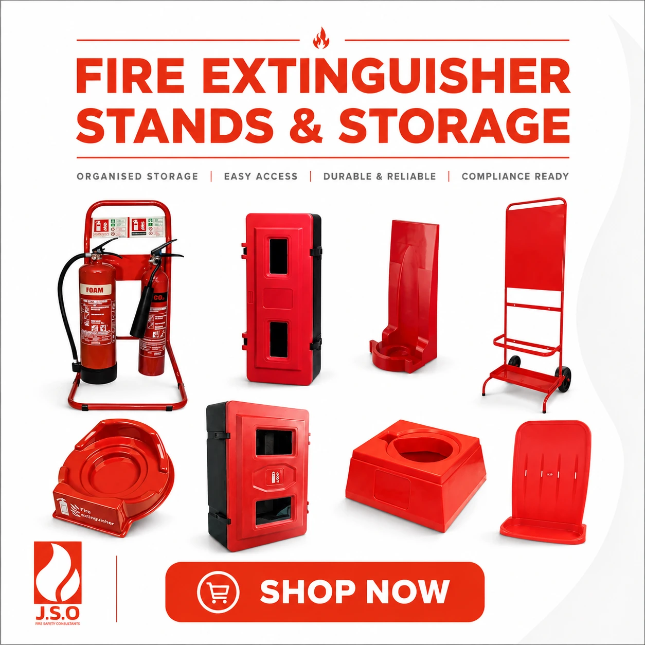 Fire extinguisher stands and storage